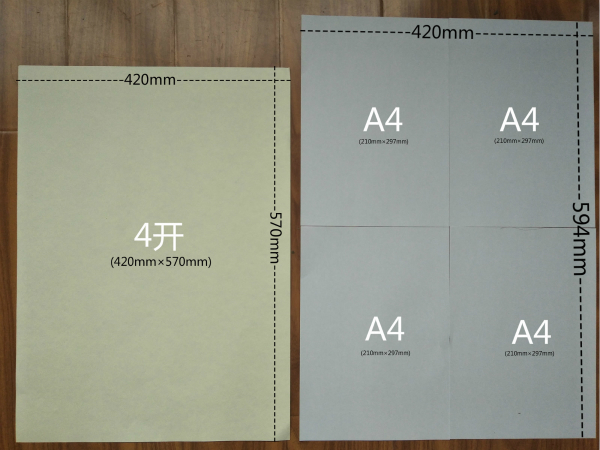 4开的纸是多大的尺寸_4开纸等于几张a4纸