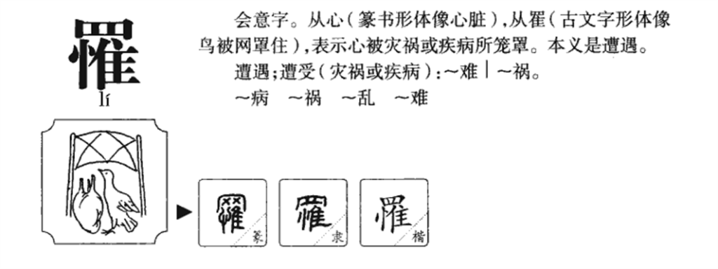 罹难怎么读_罹字源演变详细释义说文解字
