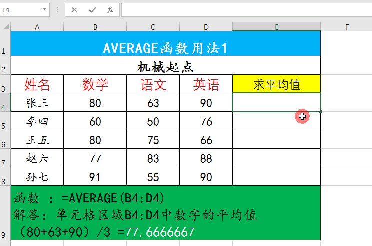 average缩写是什么_EXCEL表格中的计算平均值函数