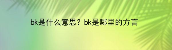 bk是什么意思，天津方言的特点