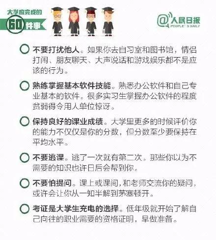 准大学生入学准备清单，给大学新生的100个建议